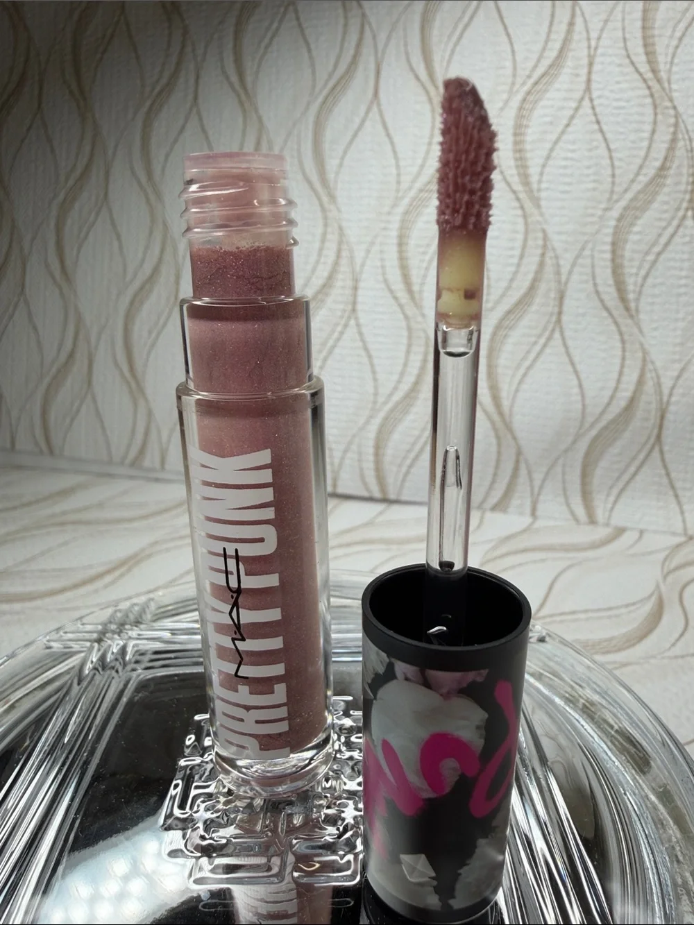 MAC Cosmetics Pretty Funk Shimmer LipGlass — God Save The Sheen